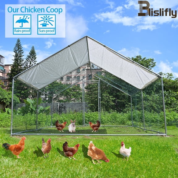Caulitar Large Walk in Chicken Coop Hen House Enclosure Backyard Poultry Cage with Cover