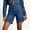Blue, variant on hoksml Women High Waist Denim Bermuda Shorts, Button Detail Straight Leg Casual Jean Shorts, 60% Cotton Blend