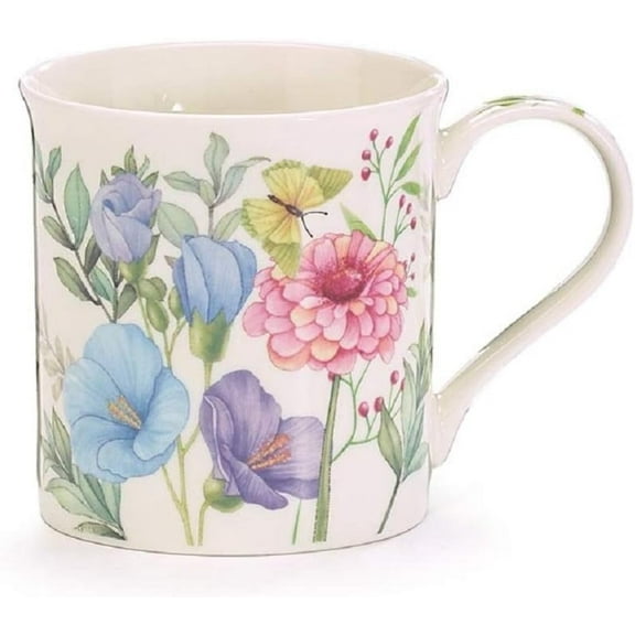FLORAL MUG WITH CARDBOARD CARRIER