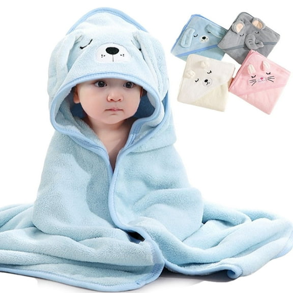 Yiliangx 4-Packs Baby Hooded Towel, Baby Essentials Baby Towels for Boys Girls,31.5x31.5 inch Soft Ultra Absorbent Hooded Towel Set for Babies, Toddler, Infant Gifts