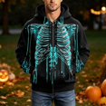 thumbnail image 2 of XDZJLR Mens Halloween Zip Up Hoodies Skeleton Graphic Casual Long Sleeve Jacket Fall Winter Big And Tall Mens Hooded Sweatshirts, 2 of 6