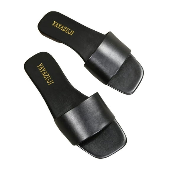 VerPetridure Womens Flat Sandals Fashion Slides Square Open Toe Quilted Single Band Dressy Sandal Slip on Slippers for Summer Daily Prom Party Size 5.5