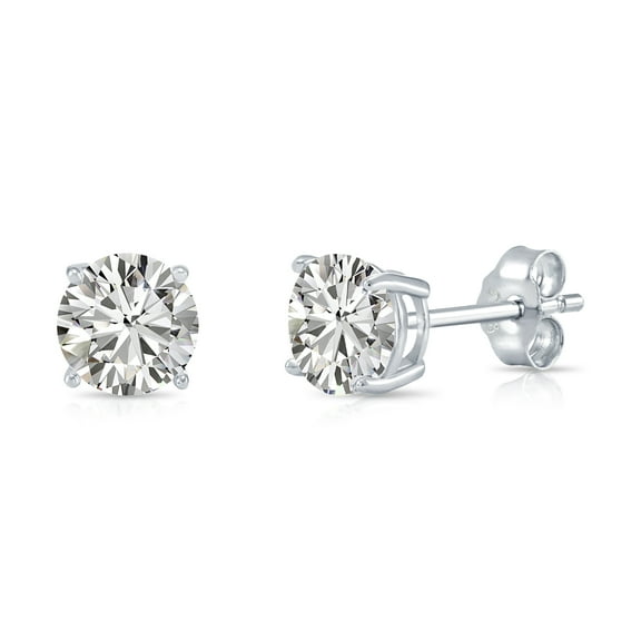Tilo Jewelry Solid 925 Sterling Silver Solitaire Round CZ Stud Post Earrings with Secure Push-backs | 6mm | Classic Everyday Earrings | Women, Men, Unisex