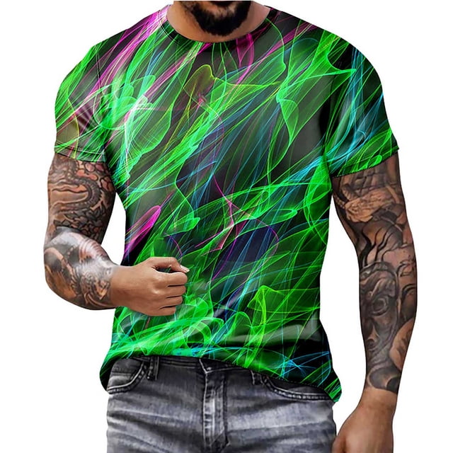 Mefallenssiah T-Shirt à Manches Courtes pour Hommes Mode Décontractée Impression Numérique 3D Sport Été Vert