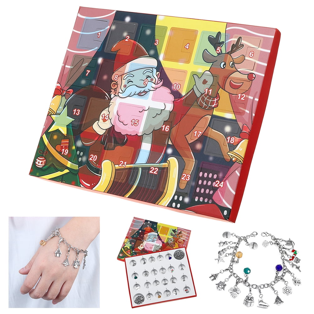 24PCS Advent Calendar Jewelry DIY Bracelet Necklace Set Fashion Christmas Kids
