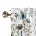 thumbnail image 5 of Fall Flower Curtain Valance for Windows/Kitchen/Living Room/Bedroom, Watercolor Floral Herb Blue Brown Rod Pocket Window Treatment Short Drape Topper Small Tier Cafe Curtains Panel 54X18, 5 of 8