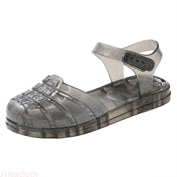 JTieacloth Toddler Girls Jelly Sandals Closed Toe Princess Summer Shoes Water Beach Flat Sandals,Sizes 9 Little Kid