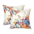 thumbnail image 3 of Fall Couch Pillow Covers, Rustic Fall Decor, Harvest Decor, Autumn Decor, 2 Pack 18X18 Inch Unstuffed Pillow Cases, Watercolor Blue Orange Pumpkin Maple Leaf Berry Pattern Pillow, 3 of 7