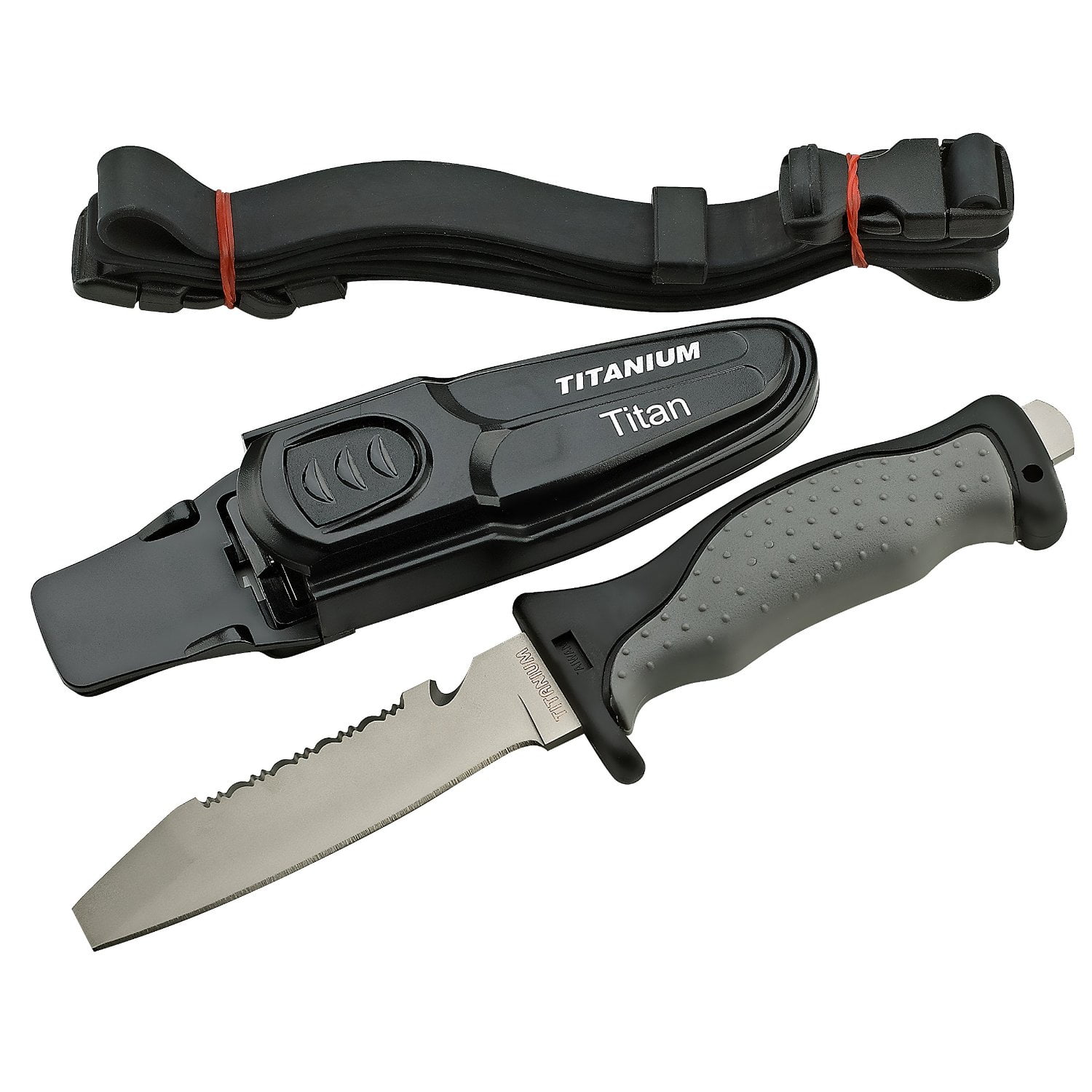 Phantom Aquatics Titanium Scuba Dive Knife Blunt Tip, 4 1/2Inch Blade