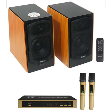 Rockville Bookshelf Karaoke Machine System w/Bluetooth+(2) Wireless Micsrophones