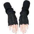 thumbnail image 1 of Women's Scale Design Winter Warm Knitted Long Arm Warmers Gloves2setgray + Black, 1 of 5