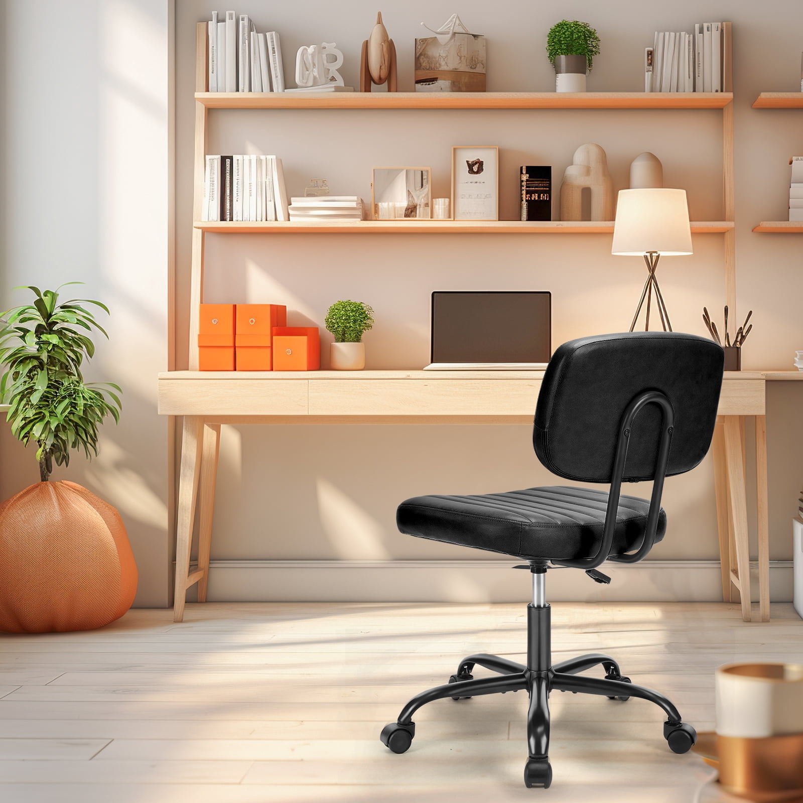 MAYEERTY Ergonomic Mid-Back Executive Office Chair Swivel Computer Desk Task Chair, Black