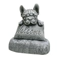 thumbnail image 1 of Estatua de bulldog francés Decoración de jardín Signo de bienvenida Adorno artesanal de resina Escultura para interiores y exteriores,11 Feliz Sencillez, 1 of 5