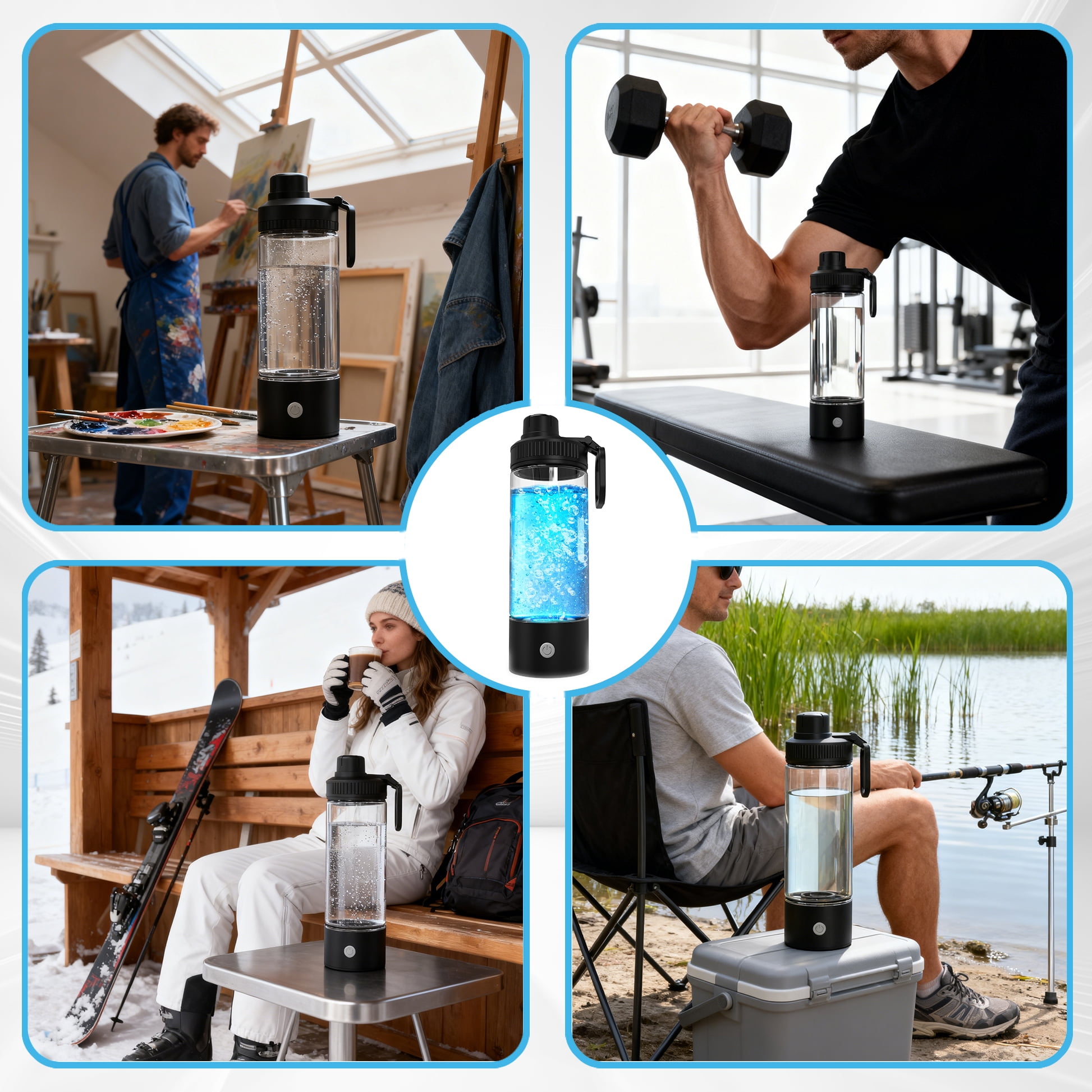 Hydrogen Water Bottle,Upgrade Hydrogen Water Machine-SPE PEM Technology,3-Minute H₂ Production,Remove Ozone/Nitrogen,Portable Portable Water Ionizer for Travel,Home,Office