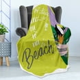 thumbnail image 4 of Beach Soft Flannel Fleece Throw Blanket, Take Me to the Beach Phrase Strelizia Flower Palm Leaves and Tropic Toucan Bird, Cozy Plush for Indoor and Outdoor Use, 50" x 70", Multicolor, by Ambesonne, 4 of 5