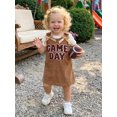 thumbnail image 4 of Cjfdfy Toddler Baby Girls Football Game Day Outfit Summer Fall Tank Dress 6 12 18 24 Months 2 3 4 Years Casual Buttoned Shoulders Letter Football Embroidery Sleeveless Dress Overalls, 4 of 9