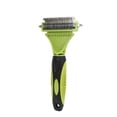 thumbnail image 3 of FEOLGEHLY Dual-Sided Brush, Multi Functional Pet Brush for Dogs and Cats, 23+12 Teeth Undercoat Rake for Dematting and Deshedding, Plastic Detangling Comb with Rounded Teeth (Green), 3 of 9