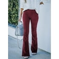 thumbnail image 1 of Pantalones acampanados ajustados de cintura alta de color sólido para mujer de primavera y verano, pantalones casuales de pana con cintura elástica, 1 of 6