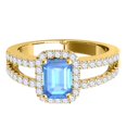 thumbnail image 2 of Mauli Jewels Rings for Women 2.77 Carat Diamond and Emerald Shaped Blue Topaz Ring prong 10K Yellow Gold, 2 of 7