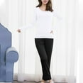 thumbnail image 6 of Besolor Womens Pajamas 2 Piece Outfits Crewneck Long Sleeve Tops and Pants Sets Sleepwear Pjs with Chest Pad Black, 6 of 8