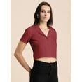 thumbnail image 2 of Moomaya Womens Solid Crop Shirt, Short Sleeves, Buttoned Shot Top, 2 of 8