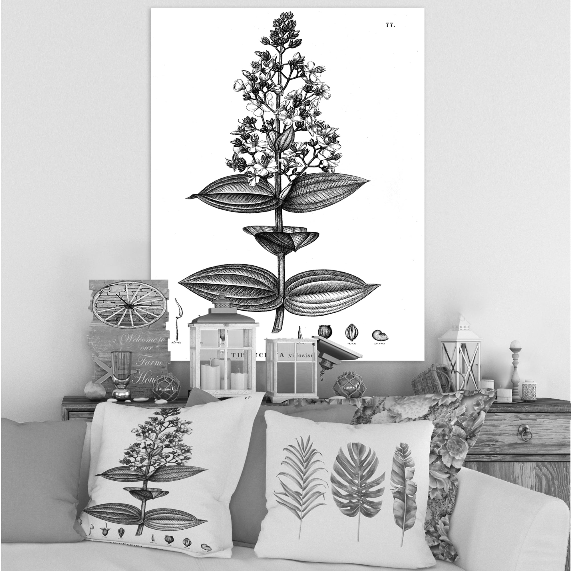 Designart ' Ancient American Flora VI ' Traditional Canvas Wall Art Print
