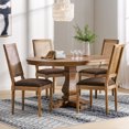 thumbnail image 2 of GDF Studio Brownell French Country Fabric Upholstered Wood and Cane 5 Piece Expandable Oval Dining Set, Brown and Natural, 2 of 13