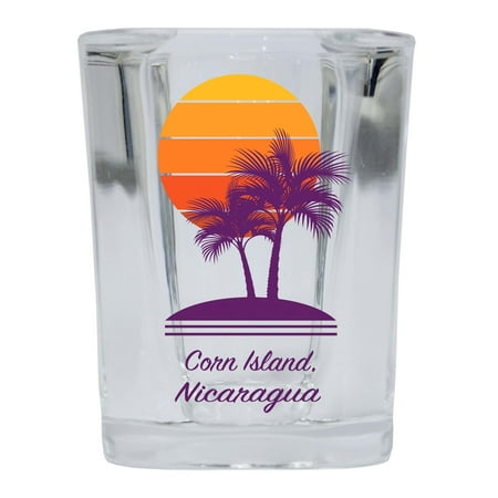 

Corn Island Souvenir 2 Ounce Square Shot Glass Palm Design 4-Pack