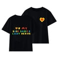 thumbnail image 1 of Gibobby Camisa&nbsp;Moda Camiseta de manga corta con estampado de letras de amor para niños grandes, de cuello redondo, camiseta informal, camiseta con estampado de doble（Negro， 5-6 Años), 1 of 5