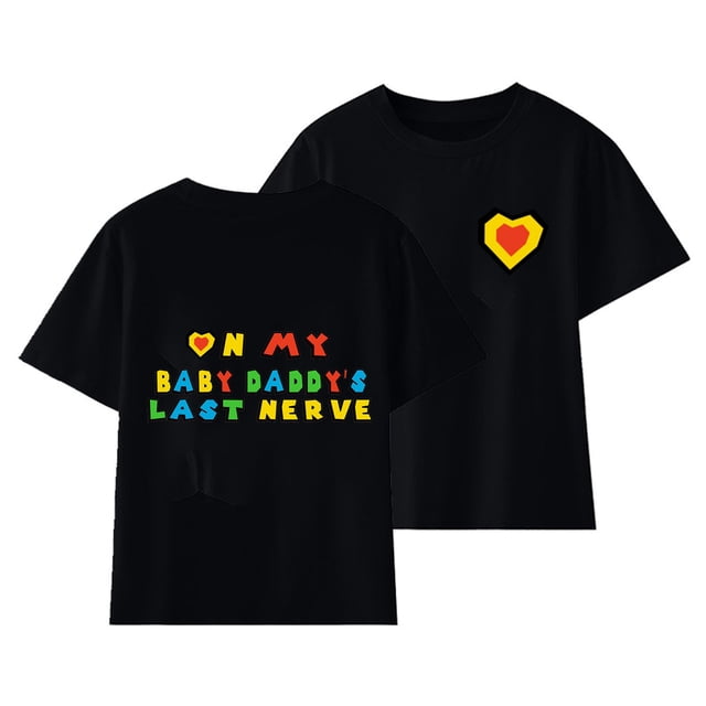 Gibobby Camisa Moda Camiseta de manga corta con estampado de letras de amor para niños grandes, de cuello redondo, camiseta informal, camiseta con estampado de doble(Negro, 5-6 Años)