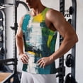 thumbnail image 5 of KLL Abstract Brushstrokes Green Blue Print Men's Muscle Gym Workout Stringer Tank Tops Bodybuilding Fitness T-Shirts Tank Tops Men-XX-Large, 5 of 7