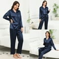 thumbnail image 5 of Silk Satin Pajama Set for Women-Long Sleeve Thermal Nightwear Set with Lace Trim,V-Neck Button Front Loungewear(2-Piece Sleepwear Set,S-XXL), 5 of 11