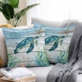 thumbnail image 2 of Throw Pillow Covers 16x16 Inch Set of 2, Coastal Turtle Waterproof Outdoor Pillow Covers, Nautical Ocean Shells Seaweeds Starfish Decorative Cushion Pillowcases for Couch, Sofa, Bed, Garden, Patio, 2 of 9