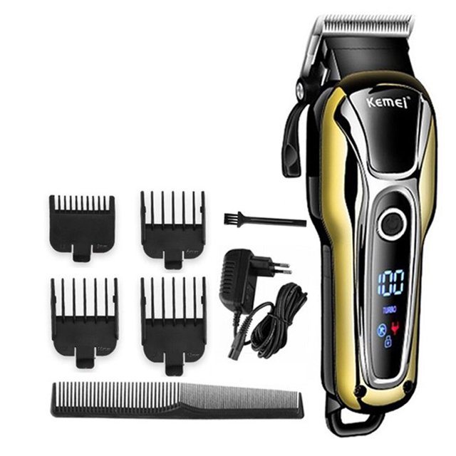 Kemei-cortadora de pelo eléctrica para hombre, máquina de afeitar profesional, inalámbrica, para barbero qym unisex