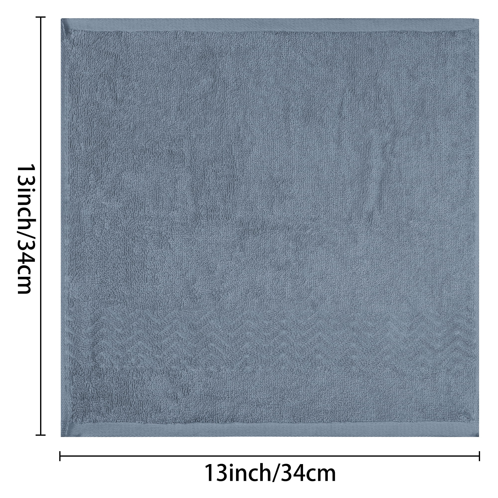 Unique Bargains Geometric Washcloths Set Cotton Bath Towels Low Lint Dark Blue 6