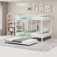 thumbnail image 2 of Leumius Triple Bunk Bed Full over Full with Trundle, Convertible Metal Bunk Bed Frame with Ladder & Safety Guardrail, Space-Saving for Teens and Adults,White, 2 of 8