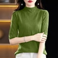thumbnail image 5 of Women's Sweaters Pullover Off Shoulder Cropped Casual Knit Romantic Date Night Outfit Fall Winter Semi High Neck Knitted Pullover Sweater Slim Fit Ribbed Texture Versatile Casual Blouse, 5 of 6