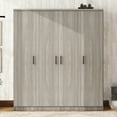 thumbnail image 3 of 4-Door Wardrobe Cabinet Closet with Storage Shelves and 1 Drawer &Hanging Rail ,Bedroom Organizer, Grey, 3 of 8