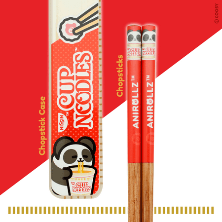 Anirollz Coosy x Nissin Cup Noodles Chopsticks Set Reusable with Case Pandaroll