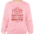 thumbnail image 2 of I've Got a Good Heart but This Mouth Sweatshirt Unisex 2X-Large Pink, 2 of 5