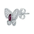 thumbnail image 3 of iJewelry2 Sterling Silver Butterfly Shaped Clear & Ruby CZ Stud Earrings, 3 of 3