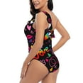 thumbnail image 4 of Uemuo Lgbt Rainbow For Pride Print Women's One Piece Swimsuit Asymmetrical Neck Bathing Suit One Shoulder Side Cutout Ruffle Swimwear-X-Large, 4 of 6