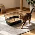 thumbnail image 6 of HWRETIE Semi Enclosed High Sided Cat Litter Box Splash Proof Open Top Design Spacious Cat Toilet for Cats Under 10 Pounds Easy Clean Indoor Litter Tray, 6 of 6