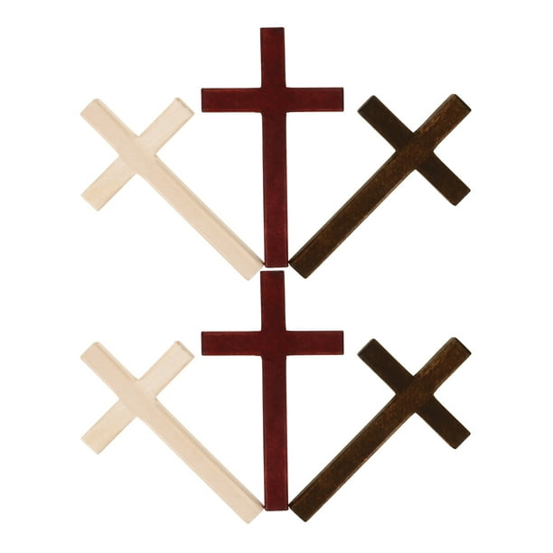 6 adornos de cruz de madera para fiestas temáticas. Decoración en forma de cruz.