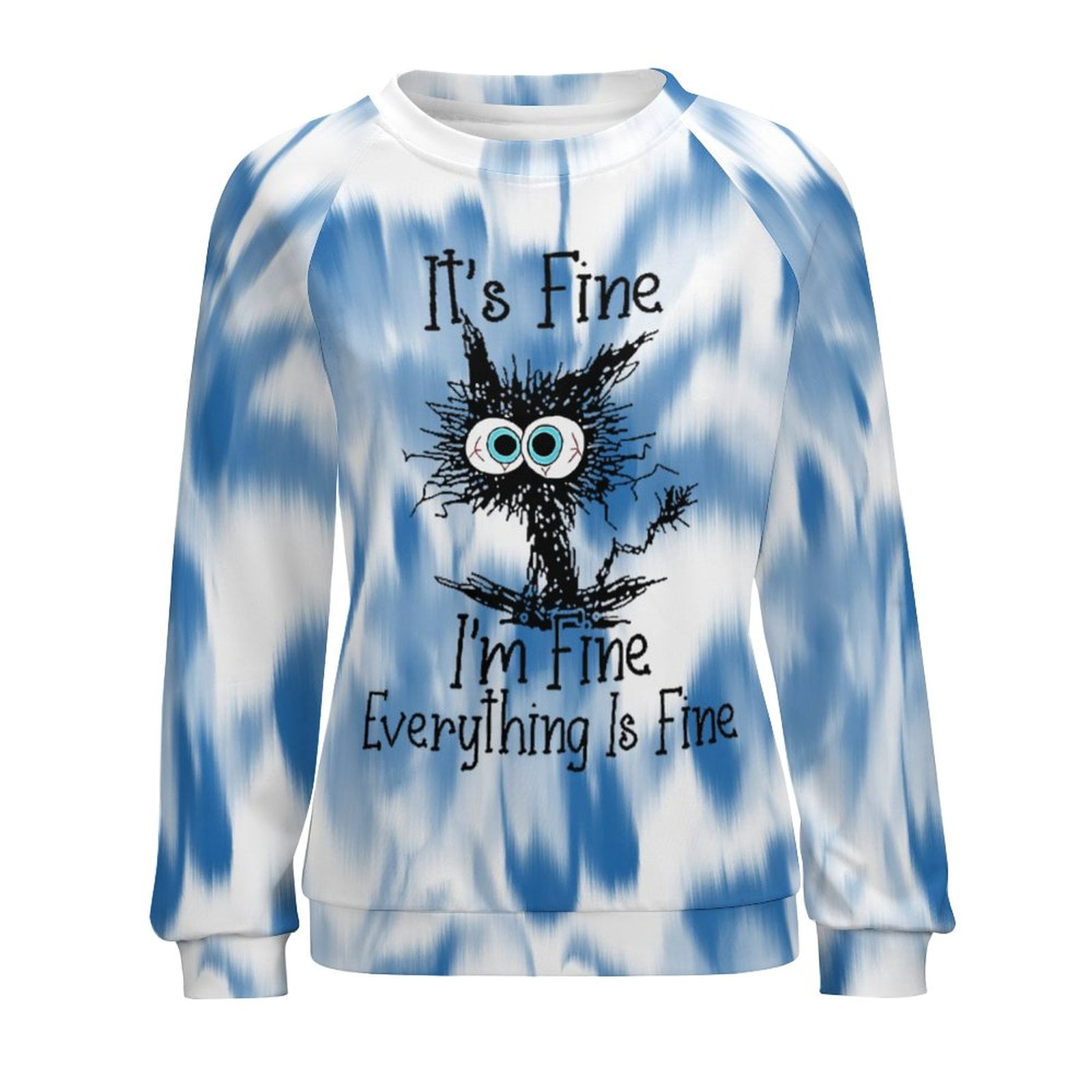 ZOCAVIA Women's Funny Sweatshirts Hoodies Black Cat Tie Dye Marble Plus Size Tops Pullover Tops Blouse Shirt
