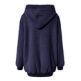 thumbnail image 4 of larppty Women's Fashion Winter Coats Sherpa Fleece Oversized Trendy Jackets Warm Outerwear Hooded with Pockets (Dark Blue, 4XL), 4 of 5
