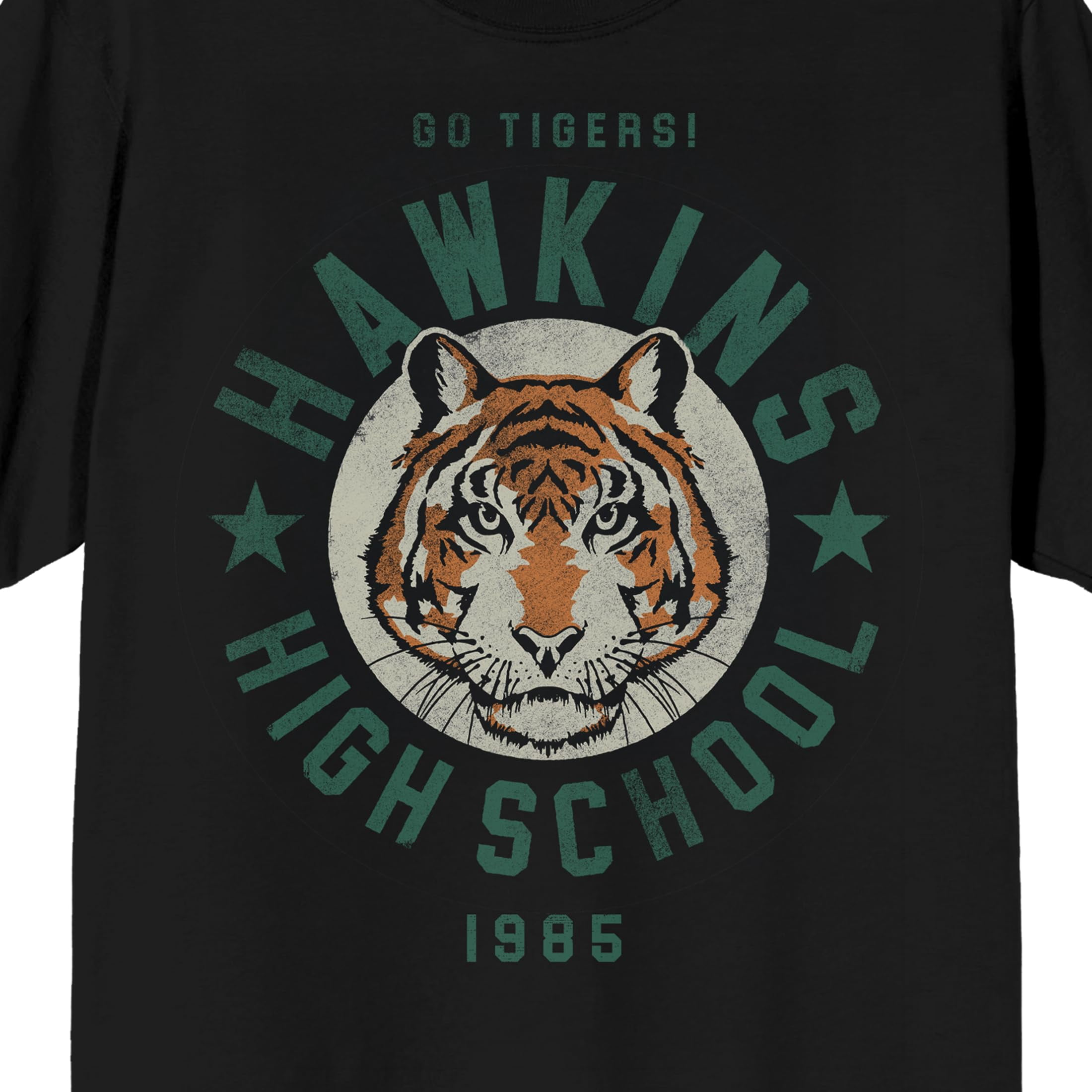 ストレンジャーシングス HAWKINS HIGH Stranger Things Hawkins High School Tigers Adult Black Crew Neck