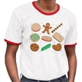 thumbnail image 2 of Christmas Cookie Grid Ringer Tee Shirt Unisex Small White/Red, 2 of 5