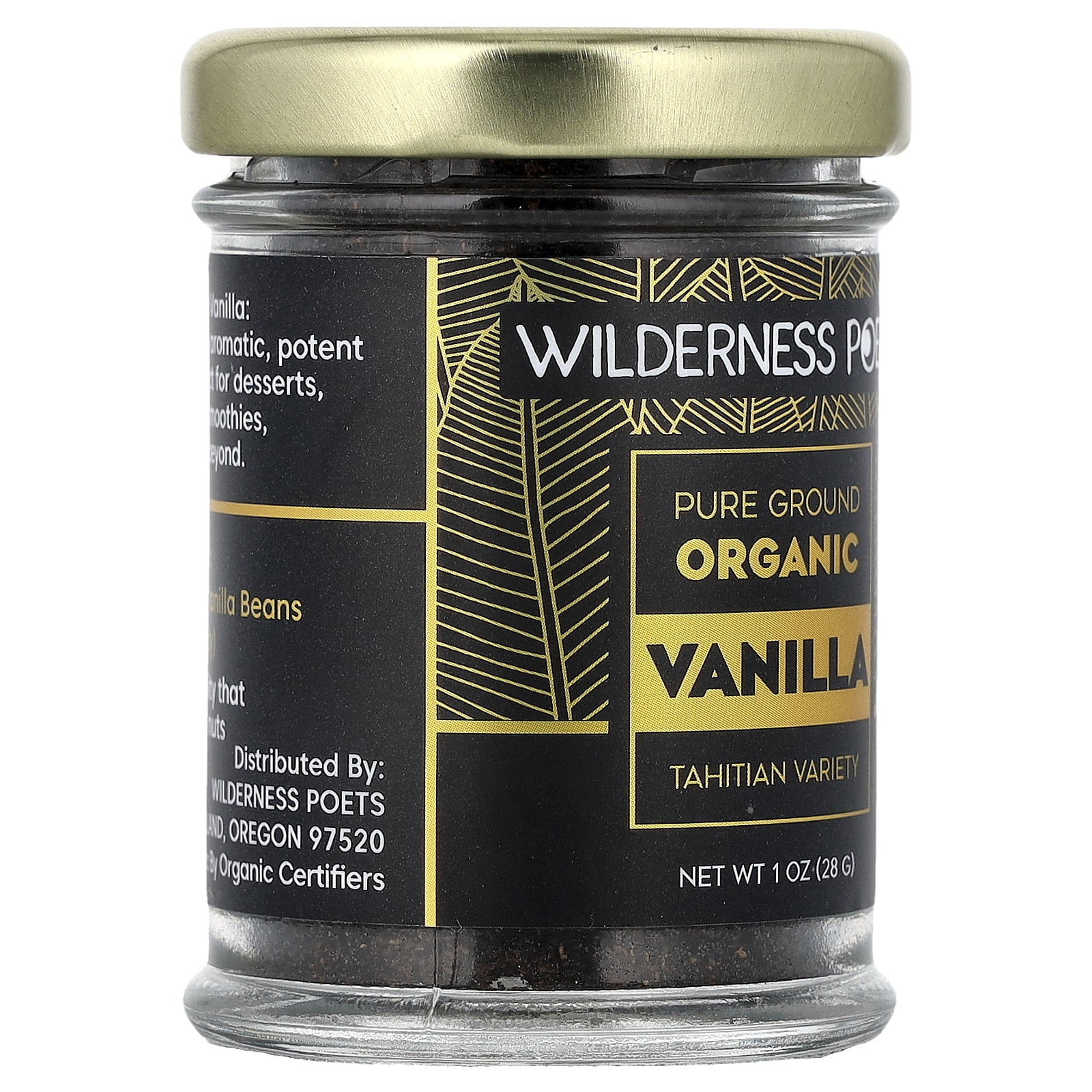 Wilderness Poets Pure Ground Organic Vanilla, Tahitian Variety, 1 oz (28 g)