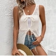 thumbnail image 2 of Daiosportswear Womens Crochet Tops Tie Front Sleeveless Sweater Vest Knit Tops Summer Cardigan Hollow Out Beach Cover Up，Cover-Up for Women White S(S), 2 of 6